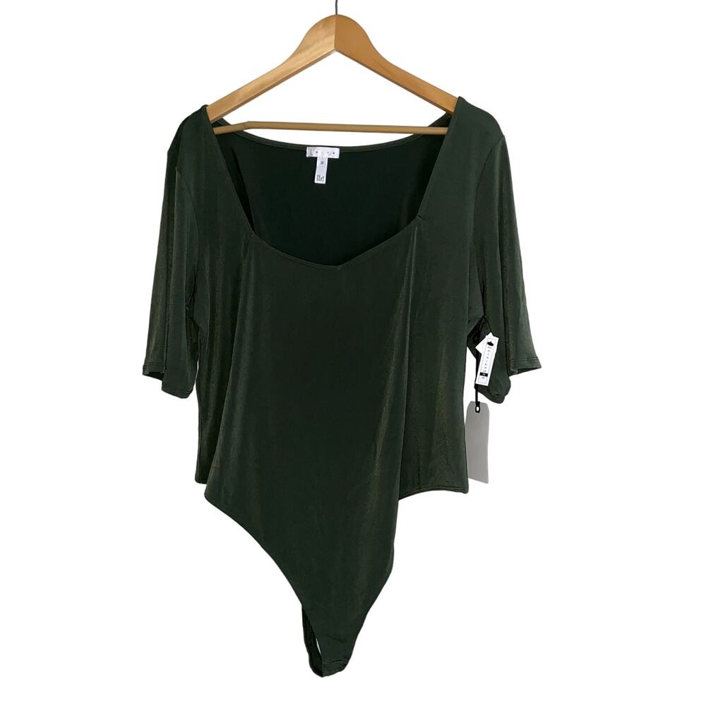 Leith Bodysuit Women 3X Plus Size Thong Top Olive Green Nordstrom NWT *